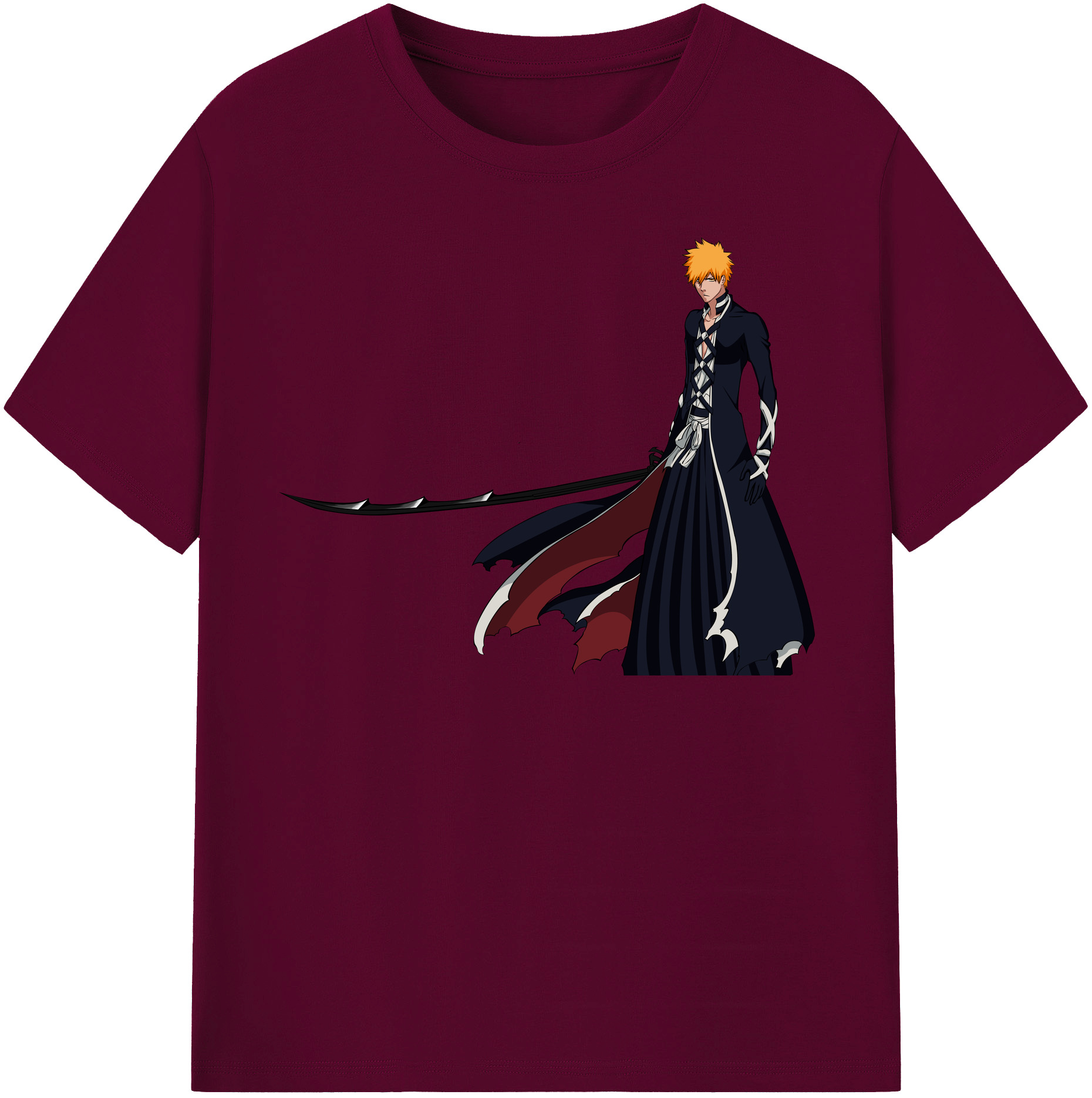 （画像用） ブリーチ 黒崎一護（くろさき いちご）BLEACH Kurosaki Ichigo レディースカジュアルプリントTシャツ（綿100％）